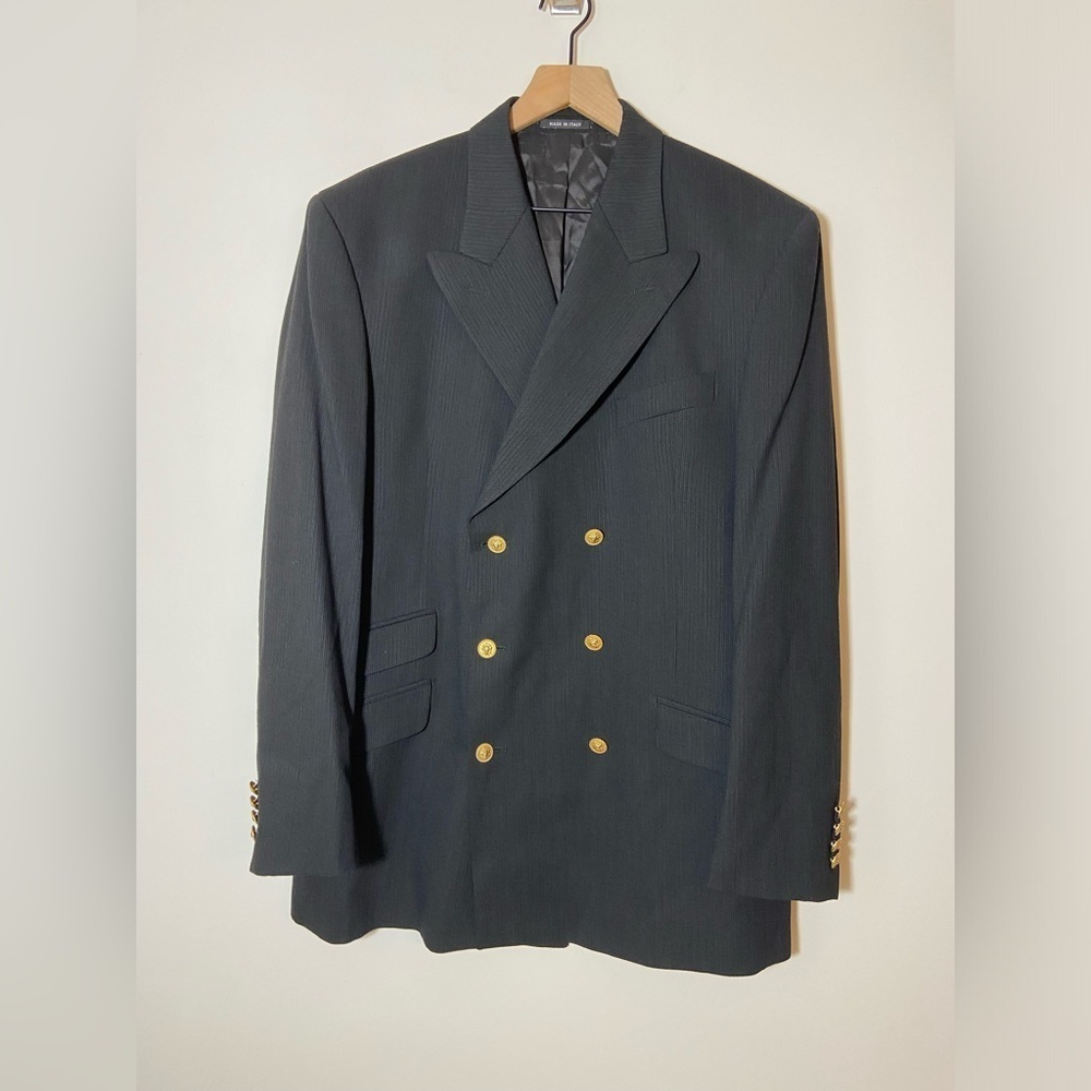 Trabaldo Togna Sergio Valentino Gold Lion Buttons Men's Suit Jacket Blazer 42 L